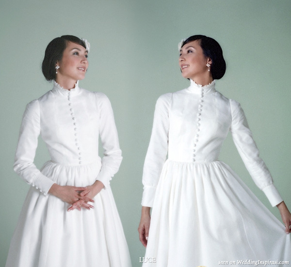 Long sleeve collar wedding dress from LUCE japan