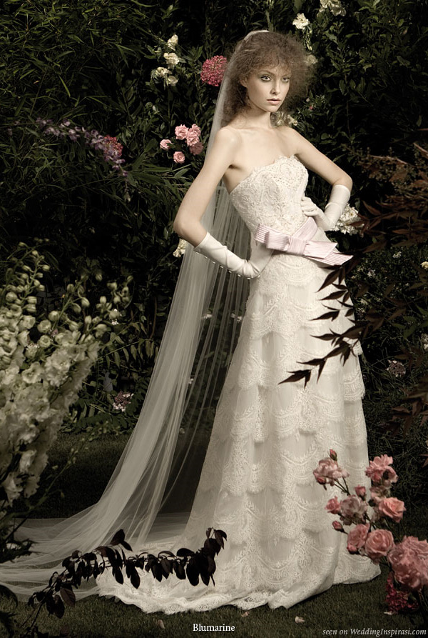 Blumarine Bridal Multi tiered romantic lace dress 