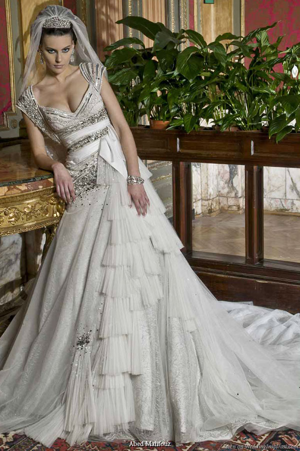 Cap sleeve wedding gown by Abed Mahfouz 