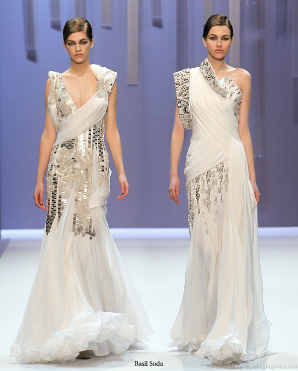 Metallic trimming, hot white style - couture wedding gown inspiration runway show 2010