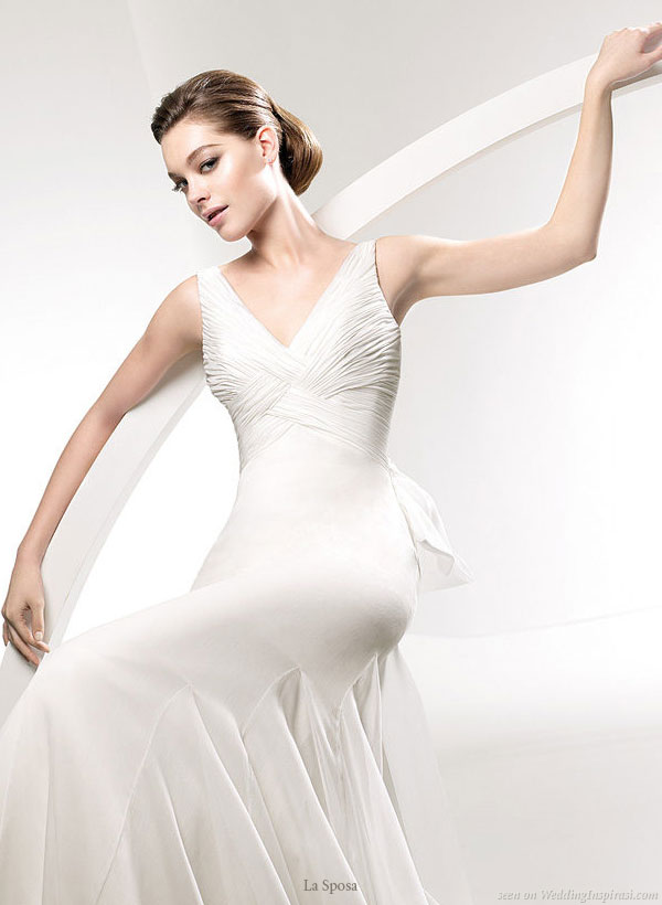 La Sposa 2010 bridal gown collection - Zoom in detail showing godet on the skirt of a wedding dress named Laud