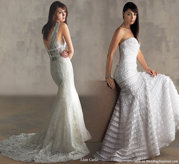 Different styles of wedding dresses from Lian Carlo bridal collection
