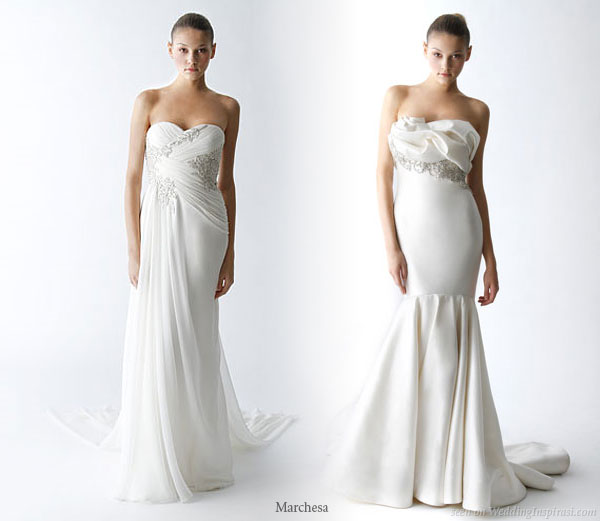 Sweetheart neckline strapless Marchesa wedding gowns from the Spring 2010 collection