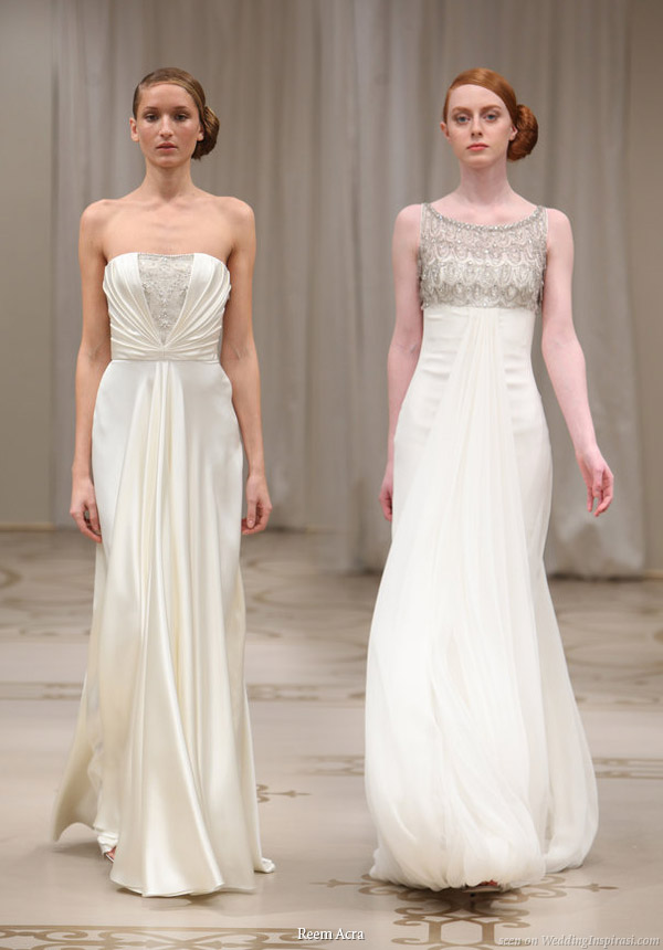 Sleek sheath bridal dresses from Reem Acra 2010 collection