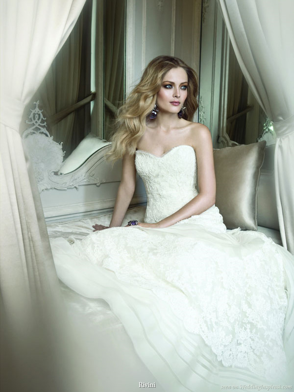 Romantic strapless wedding gowns from Rivini