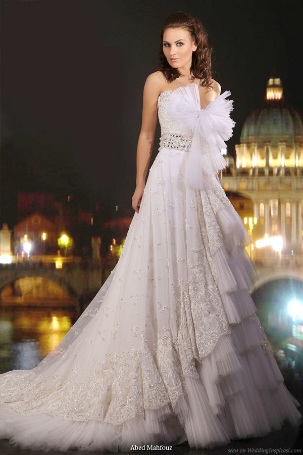 Beautiful strapless wedding dress from Abed Mahfouz bridal 2010 collection