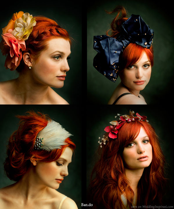 Ban.do black label couture hair accessories - veils, colorful flower and feathered headbands suitable for weddings and special occasions