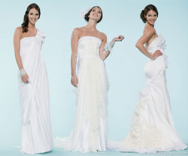 3 muses -- strapless wedding gowns designed by Project Runway Season 6 designer Carol Hannah