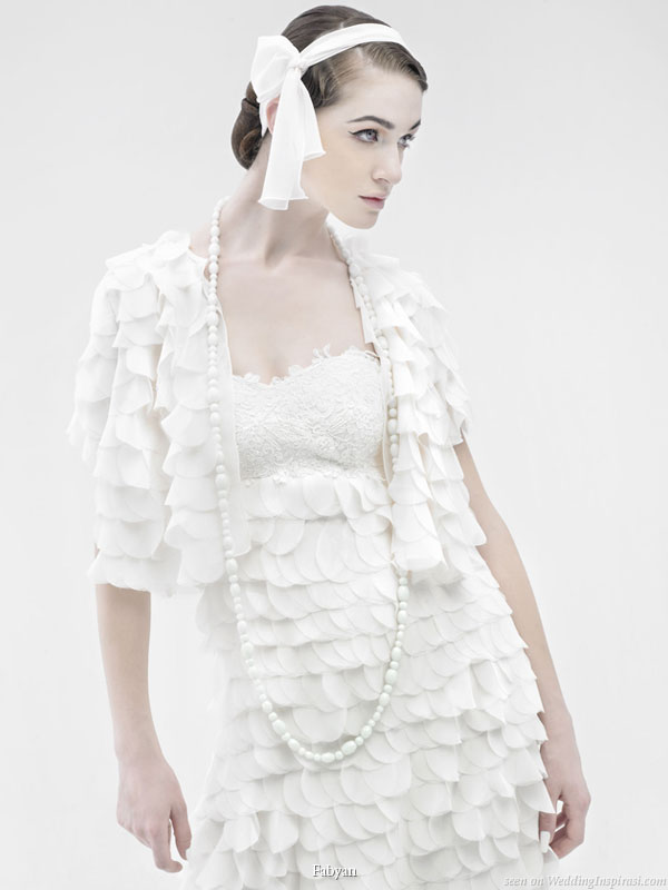Petal Power - cropped jacket and dress with lots of pretty flounces from Fabyan 2010 bridal collection Petal Power - cropped jacket and dress with lots of pretty flounces from Fabyan 2010 bridal collection
