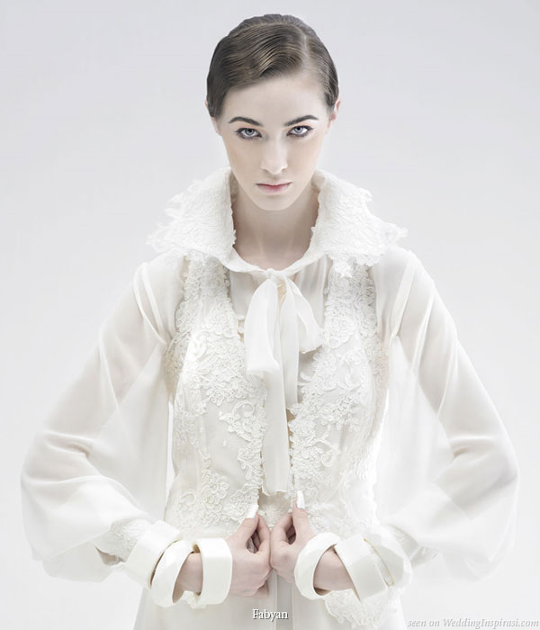 Fabyan Herve Mariage unique wedding dress alternative - collared shirt and lace vest suit Fabyan Herve Mariage unique wedding dress alternative - collared shirt and lace vest suit
