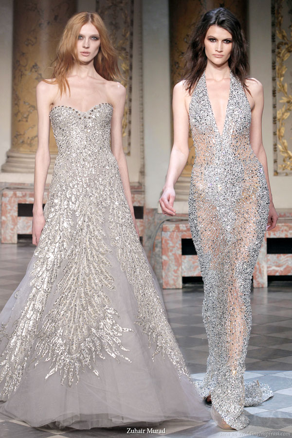 Silver evening dresses by lebanese fashion designer Zuhair Murad 2010 couture collection 