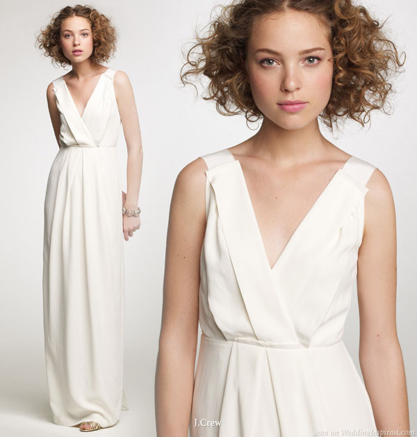 Elegant, classy bride - surplice v-neck sleeveles wedding dress from J.Crew fall 2010 bridal collection