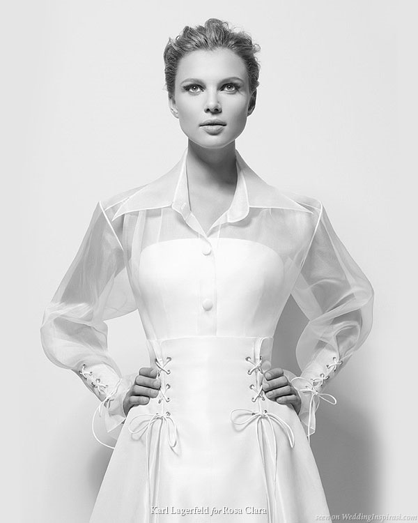 Karl Lagerfeld bridal for Rosa Clara 2010 - Xiomara wedding dress with over shirt and laced up sleeves and waist