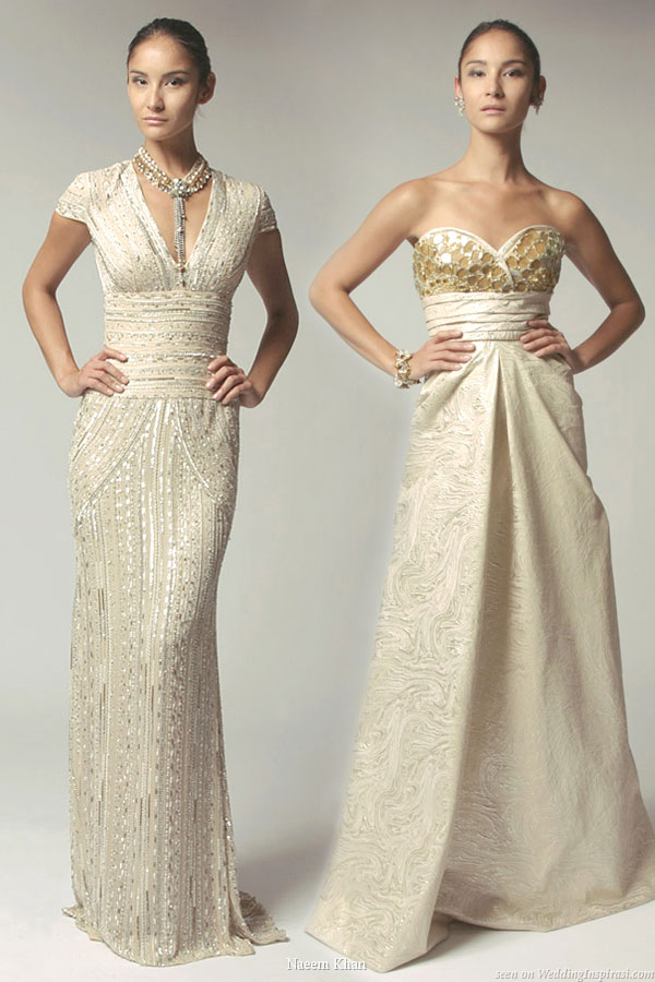 Naeem Khan Resort 2010 collection - off white or ivory long gowns as stylish and unique wedding dresses