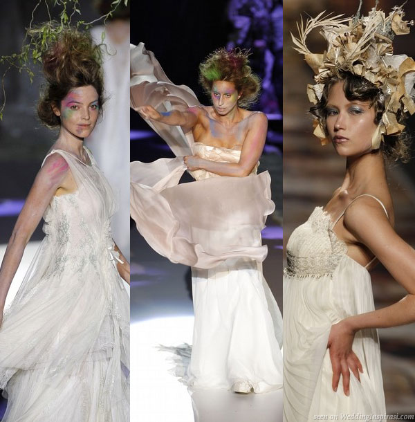 Spanish synchronized swimmer Gemma Mengual models a wedding dress from Raimon Buno latest creations at Barcelona Bridal Week 2010 