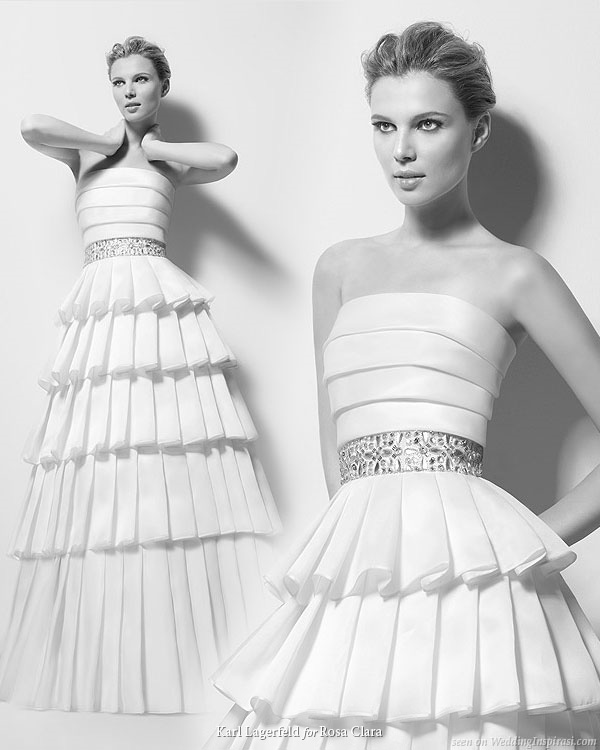  Rosa Clara fashion designer bridal collection Ximena ruffle gown by Karl Lagerfeld