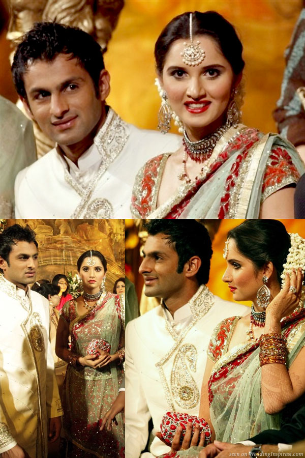 Sania Mirza, tennis player from India and Shoaib Malik, Pakistani cricketeer at celebration at their wedding reception ceremony in Pakistan