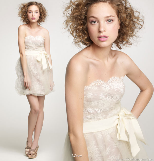 Short and sweet lace dress with cream sash bowh suitable for parties and wedding ceremonies