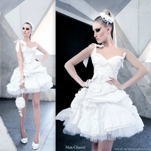 Rock and roll marie antoinette bride - short puffy ballgown style wedding dress with straps