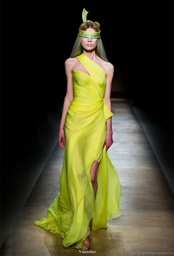 Valentino Haute Couture Spring Summer 2010 collection - neon lime green dress as worn by Sarah Jessica Parker at the Sex and the City 2 premiere