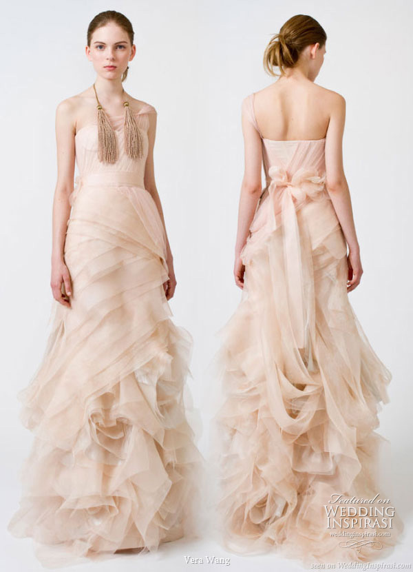 Peach rose nude blush color wedding gown from Vera Wang Spring 2011 bridal dress collection