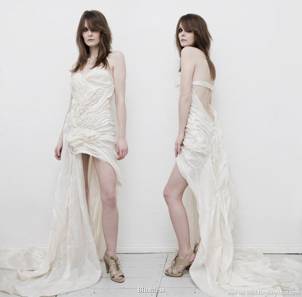 For the eco chic bride/wedding - flowing gown with exclusive wave stiching, made of 100% fairtrade/peacesilk by Blushless