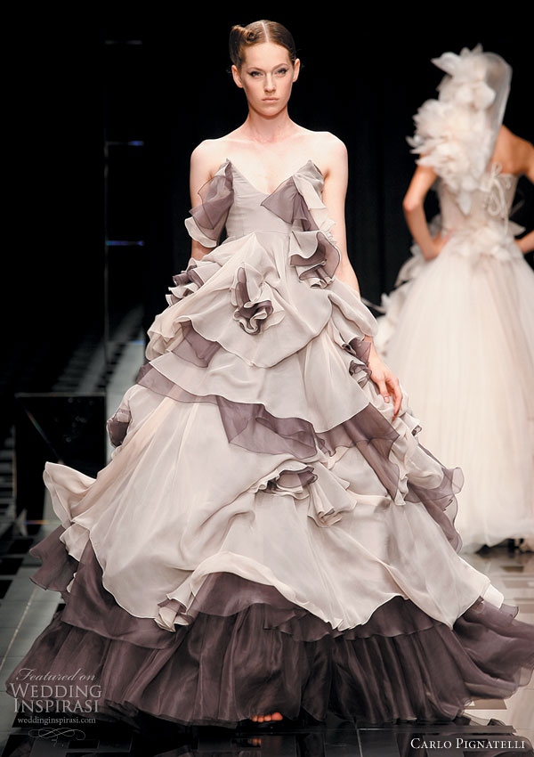 Carlo Pignatelli 2010 Opere couture bridal gown collection - white wedding dress alternative, rose and earth tones