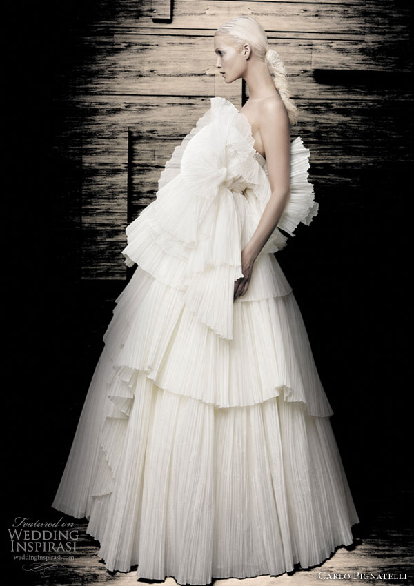 Carlo Pignatelli 2010 Opere couture bridal gown collection -  strapless white ruffle wedding dress