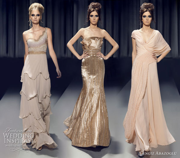 Cengiz Abazoglu 2010 Spring/Summer Haute Couture gown collection - wedding dress inspiration gold, beige, salmon, peach, taupe