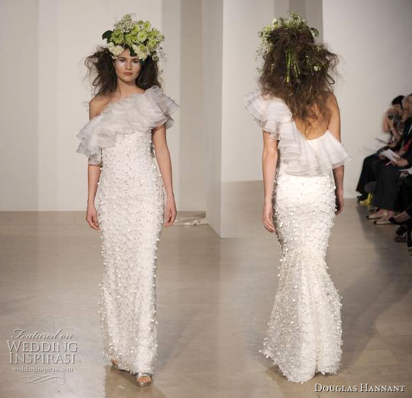 Douglas Hannant 2011 bridal gown collection - asymmentric  one-shoulder ruffle wedding dress