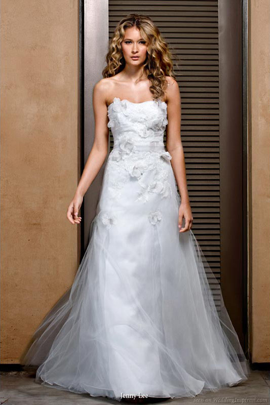 enny Lee 2011 bridal gown collection - silk chantilly lace wedding dress with beaded detail, satin organza/silk tulle A-line skirt