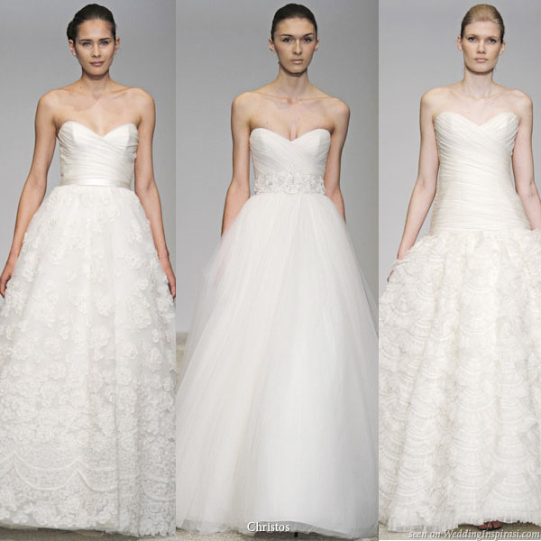 Christos Spring Summer 2011 bridal gown collection - Primrose, Magnolia, Yasmine strapless wedding dresses