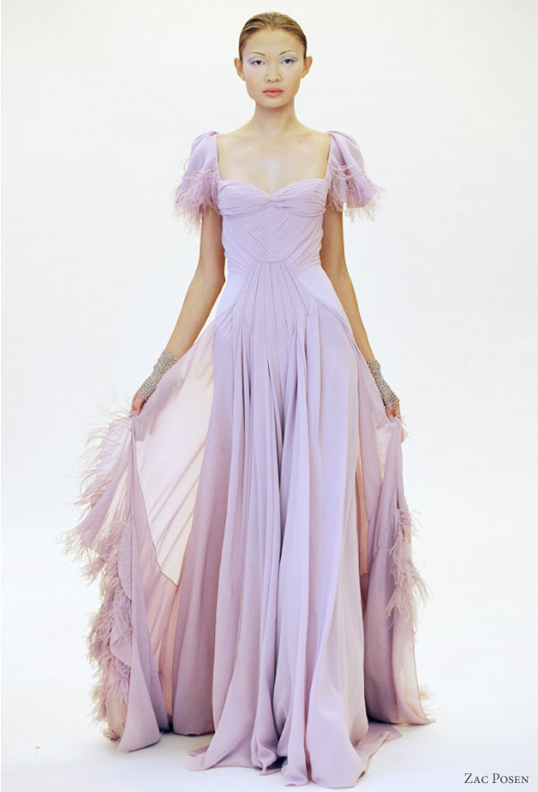 Zac Posen 2011 Resort collection : soft shades, pretty pastel dresses, lilac, lavender, purple, pink on the runway