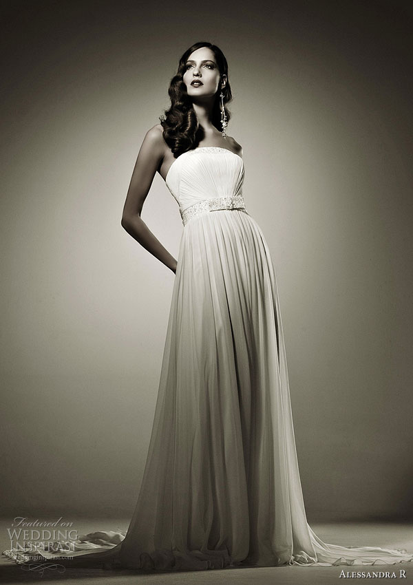 Alessandra R 2011 strapless wedding dress sheath column gown style