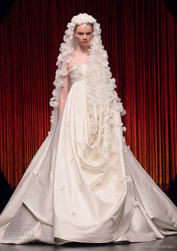 Georges Hobeika Fall/Winter 2010 - couture wedding dress with long floral veil