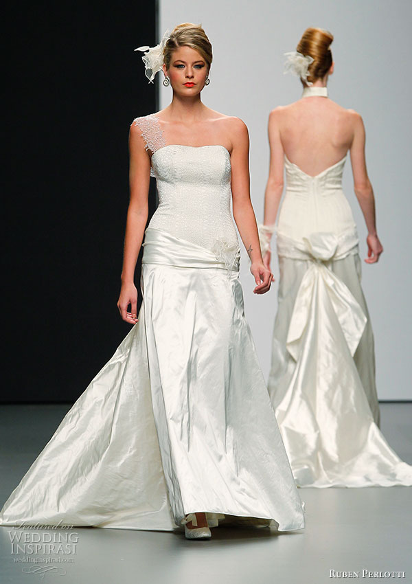 Ruben Perlotti 2011 bridal gown collection - wedding dress with one shoulder strap detail