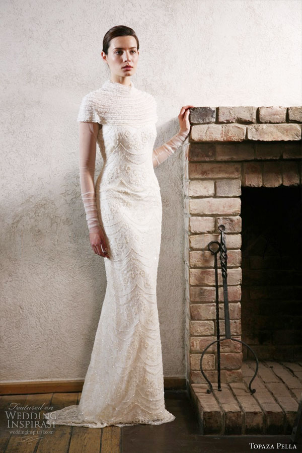 Topaza Pella 2010 Simply Love Bridal Gown Collection - Nefertyty  wedding dress with long illusion sleeves