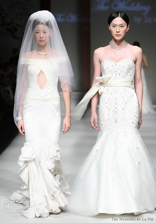 The Wedding by La Vie at Shanghai Fashion Week, haute couture bridal dresses designed by Jenny Ji - keyhole and strapless sweetheart neckline