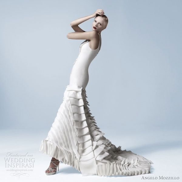 Angelo Mozzillo White Collection 2010 wedding dress with avant-garde pleated skirt