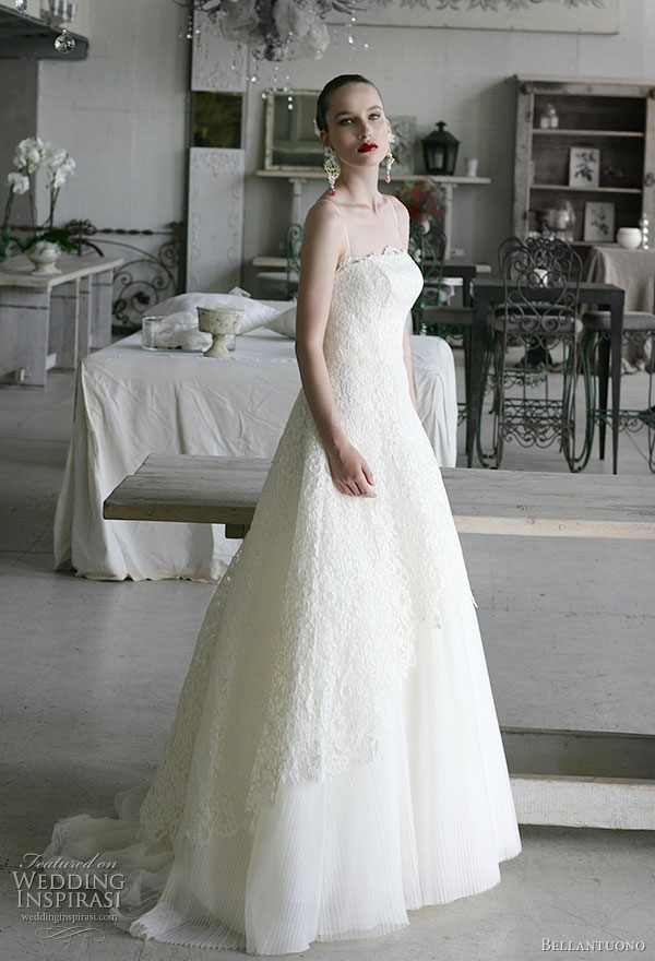 Bellantuono wedding gowns 2010 collection - strapless bridal ivory lace gown 