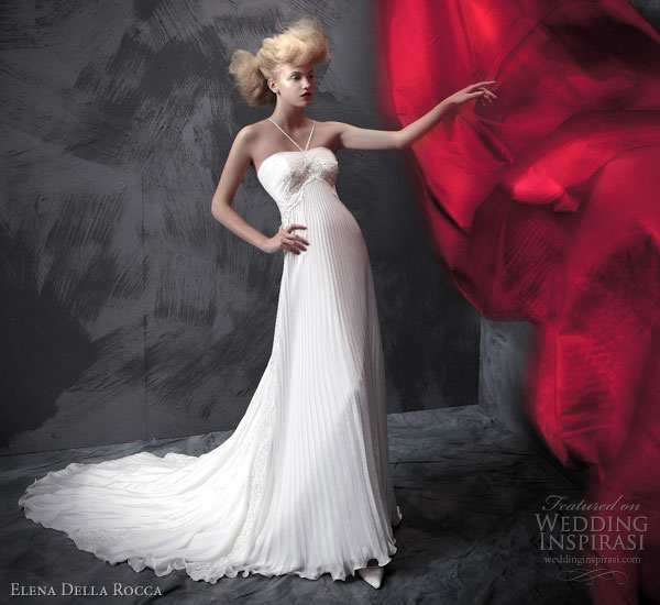 Elena Della Rocca 2010 bridal collection - strapless white wedding dress, sheath silhouette