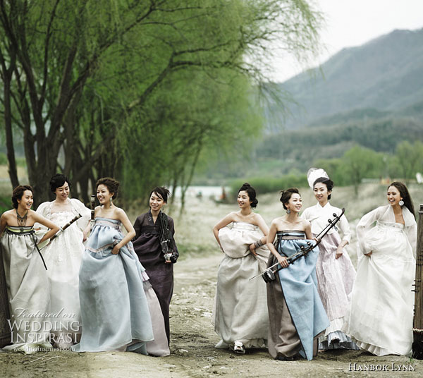 Modern Fusion Hanbok fashion - the traditional korean dress given an update using unusual materials such as chiffon, in lighter colors