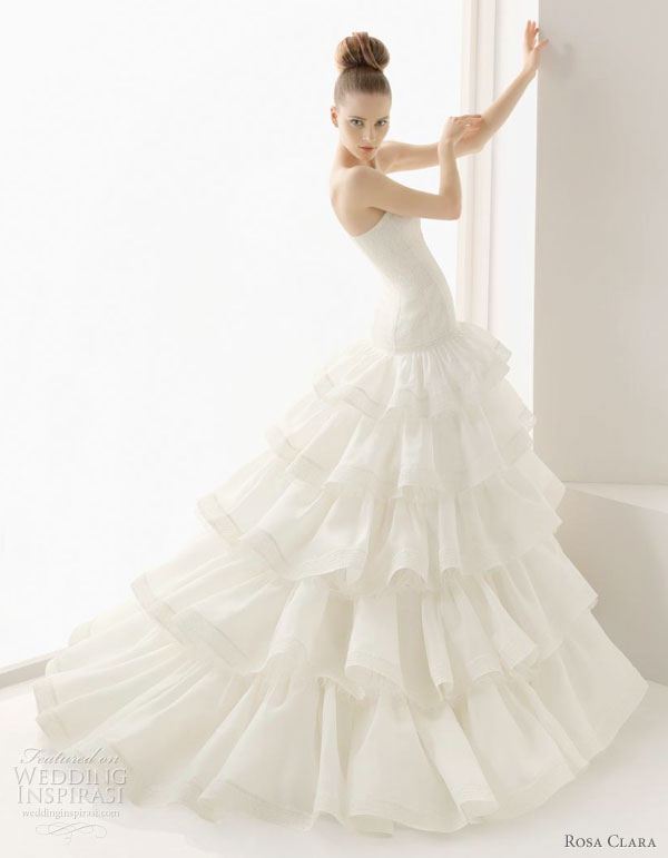 Rosa Clara 2011 wedding dress collection - Elda dot and embroidered-silk lace strapless ruffle bridal gown
