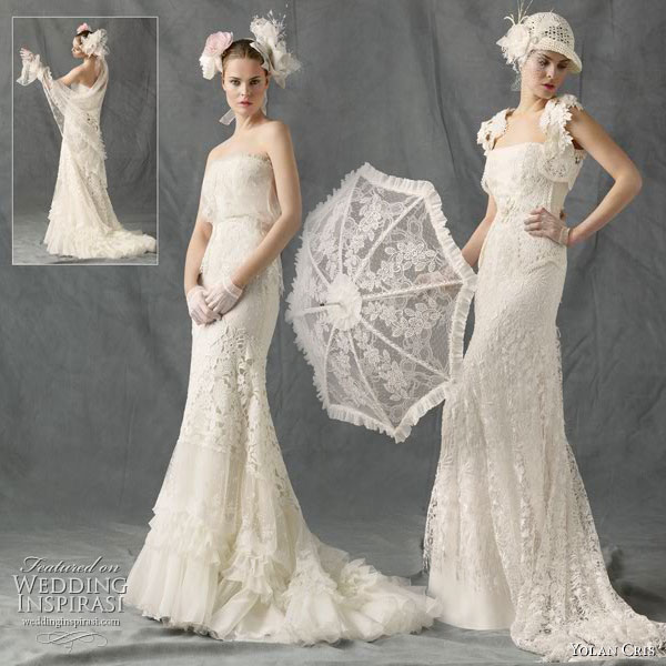 Yolan Cris vintage lace wedding dresses Belle Epoque 2010 collection - Eulalia and Fortuna bridal gowns