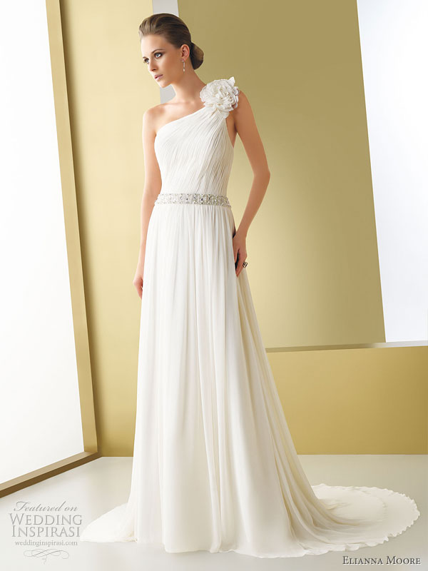 Elianna Moore wedding gowns 2011 bridal collection - Bruna one shoulder chiffon wedding dress