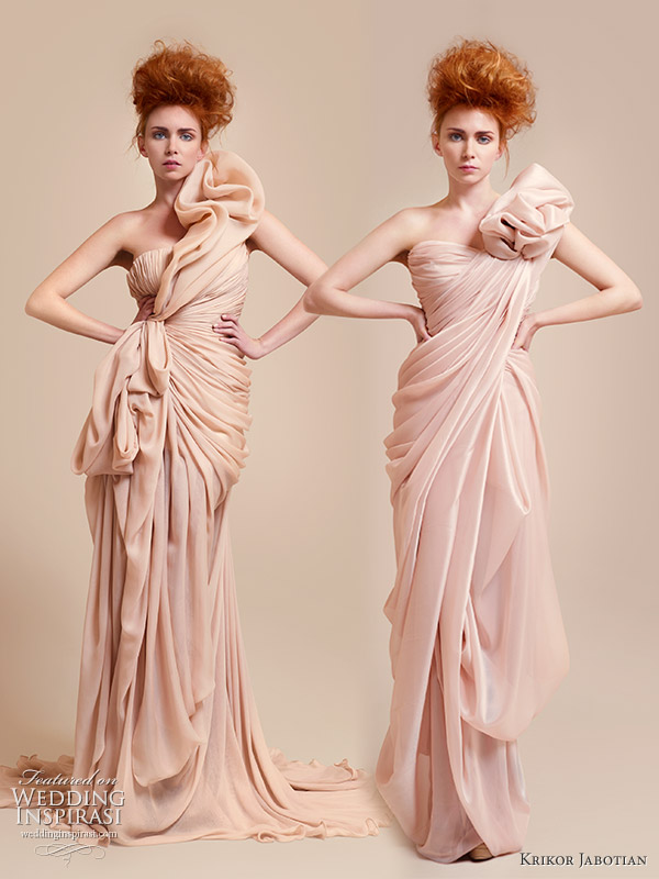 One-shoulder gowns from Krikor JabotianKrikor Jabotian 2010 haute couture collection "“Au Gré d’une Brise”