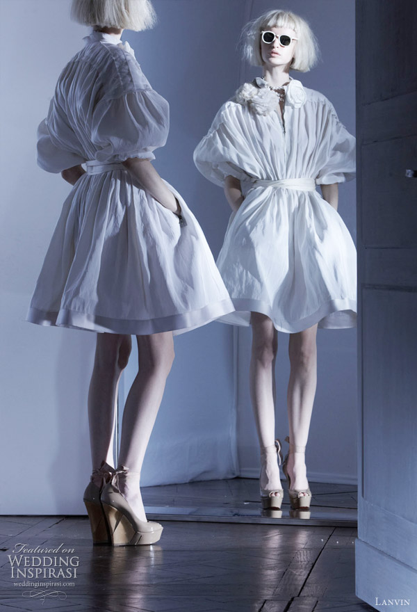 Lanvin 2011 Spring/Summer Pre-collection short white shirt dress in washed faille
