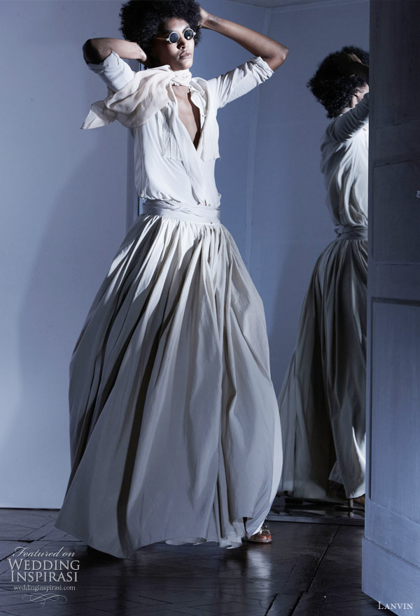 Lanvin Spring/Summer 2011 Pre-collection - loose layers, ivory washed crêpe voile top and taffeta maxi skirt