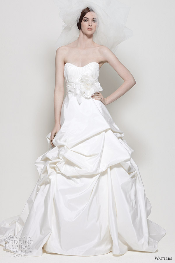 Watters 2011 wedding dress collection - Kalahari white silk taffeta strapless bridal gown