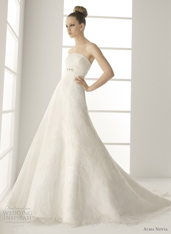 Alma Novia wedding dresses 2011 bridal collection - Matis bead-embellished embroidered lace and organza gown 
